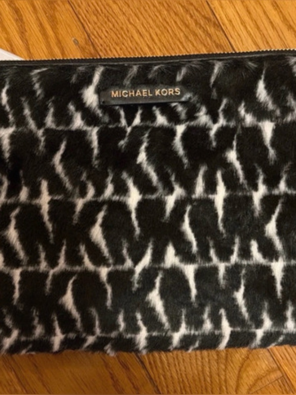 Michael Kors fauc fur zip clutch